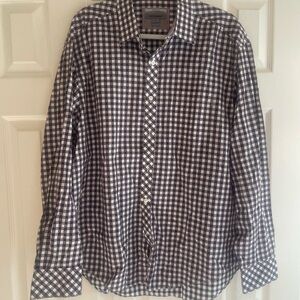 Johnston & Murphy Black, Red, and White Plaid Shirt